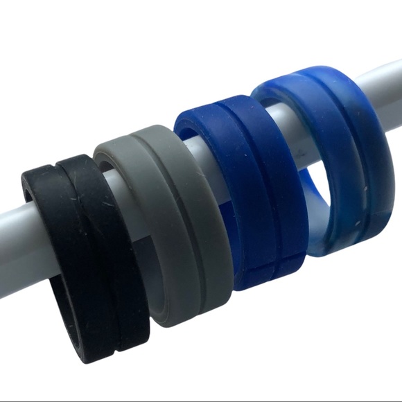 NEW Mens Silicone Ring Band Size 10 Blue Gray Black Camo Zitahli Wedding - Picture 5 of 7